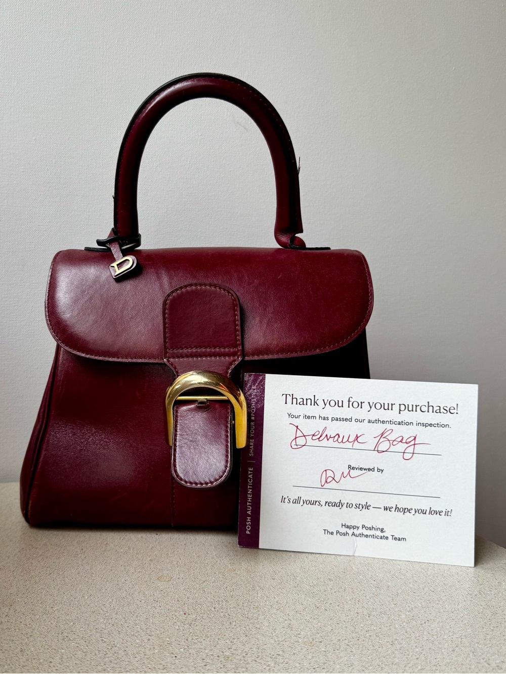 Authentic Delvaux Brillant in Deep Burgundy
